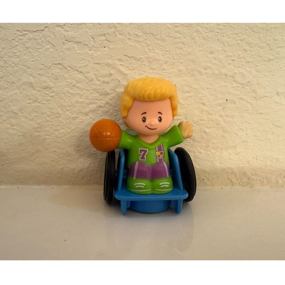 Fisher Price Little People Blonde Hair Wheelchair Basketball "Josh" Figure Toy 2